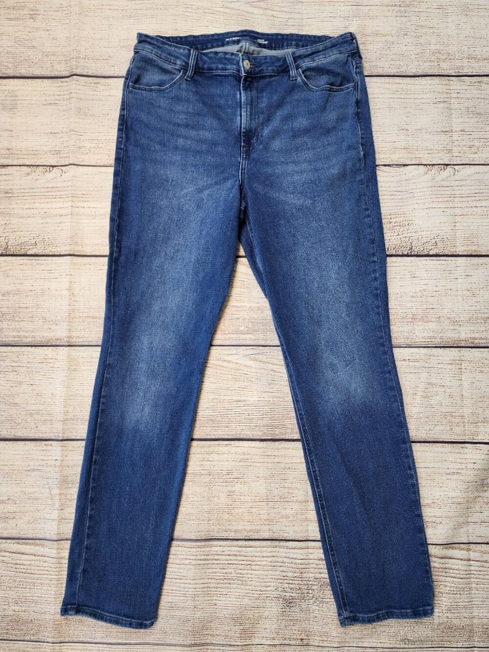 Old Navy High Rise Wow Straight Jeans Women's 14 Tall Stretchy Americana